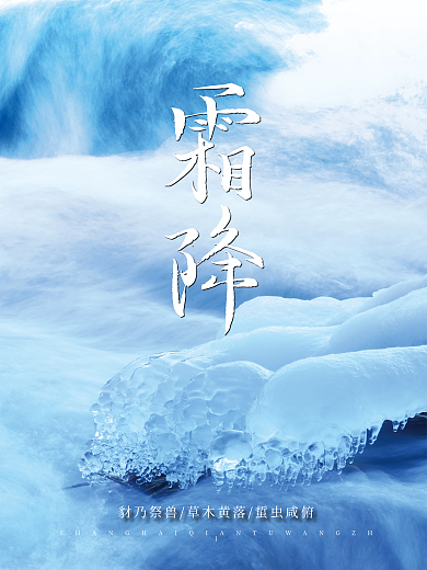 二十四节气留白霜降摄影图海报冰雪背景素材