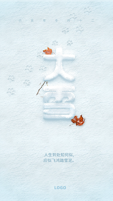 大雪节气海报雪地白色