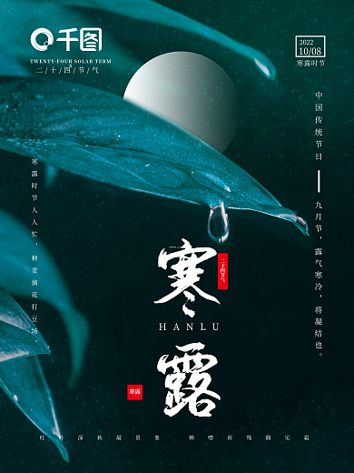 寒露海报简约摄影图二十四节气寒露节日海报
