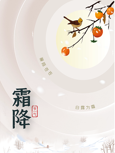 简约浅色霜降二十四传统节日节日海报