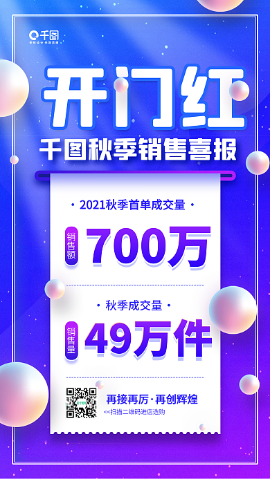 开门红蓝色销售喜报手机海报