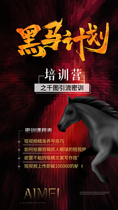黑红金黑马计划培训营宣传海报