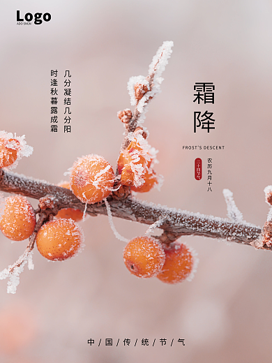 中国传统二十四节气霜降节气海报