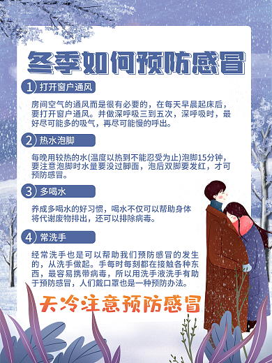 冬季预防感冒措施海报