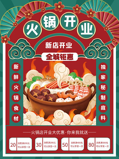 国潮风火锅开业海报