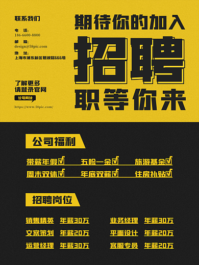 公司企业人才招聘高薪诚聘英才广告海报设计