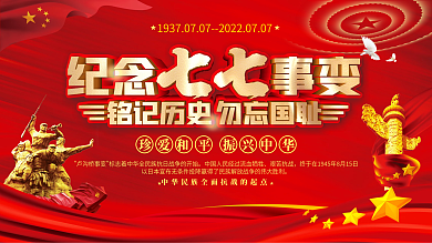 纪念七七事变铭记历史勿忘国耻展板