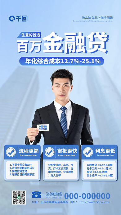 金融贷款业务宣传手机海报原创设计