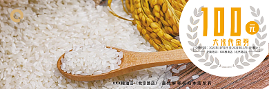黄色简约大气100元大米代金券