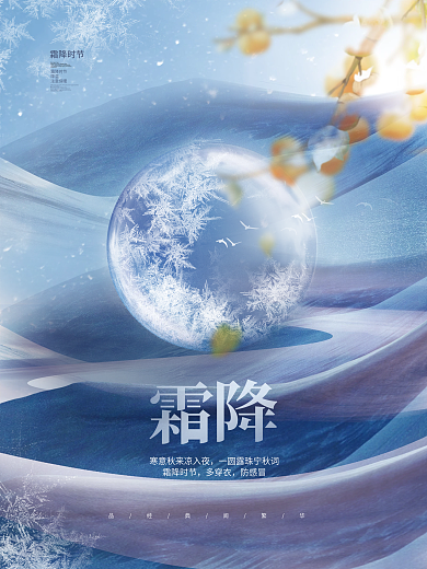 创意简约意大气霜降节气节日宣传海报