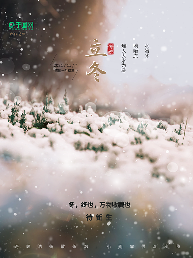 立冬唯美大气摄影图节气宣传海报
