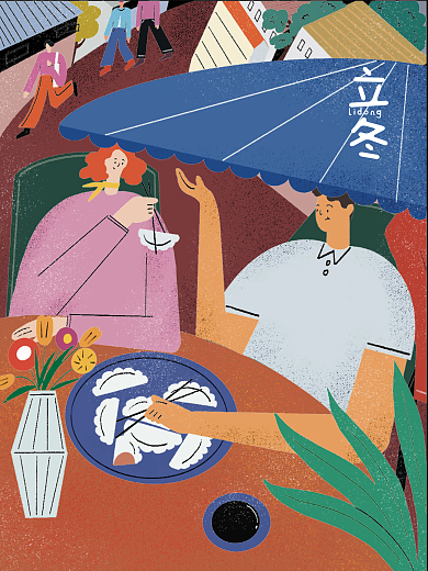 原创插画手绘立冬节气海报