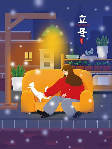 原创立冬手绘节气节日海报