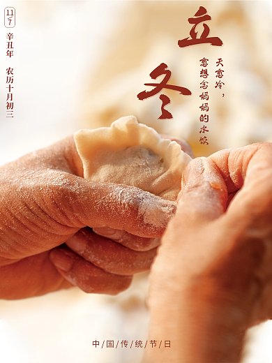 立冬包水饺二十四节气传统节日宣传海报冬至
