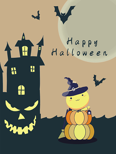 可爱南瓜小人万圣节海报