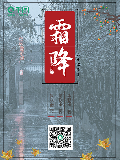 霜降二十四节气摄影图雪巷海报