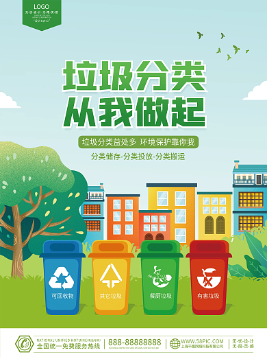 垃圾分类从我做起创文明城保护爱护环境海报