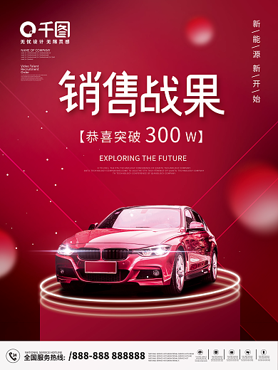 简约大气汽车销售战果海报