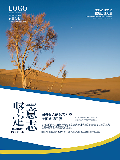 简约风企业文化摄影图坚定意志海报