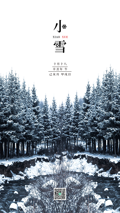 简约二十四节气小雪手机海报