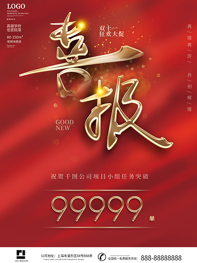 简约销售大字报喜报文案海报
