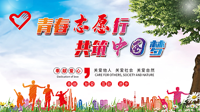 青春志愿行共筑中国梦公益展板海报
