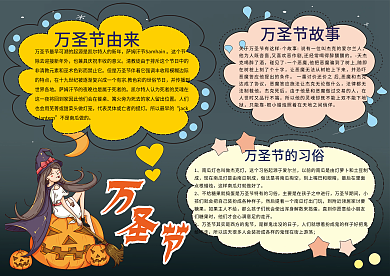 万圣节节日卡通手抄报