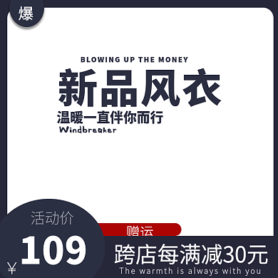 冬装新品上市风衣爆款大气简约主图