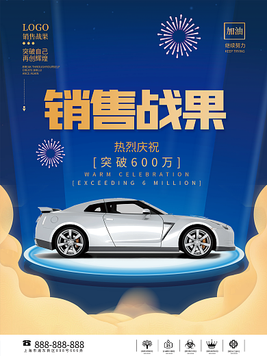 汽车服务简约大气风汽车销售战果海报