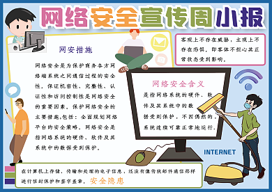 可爱网络安全宣传周校园手抄报