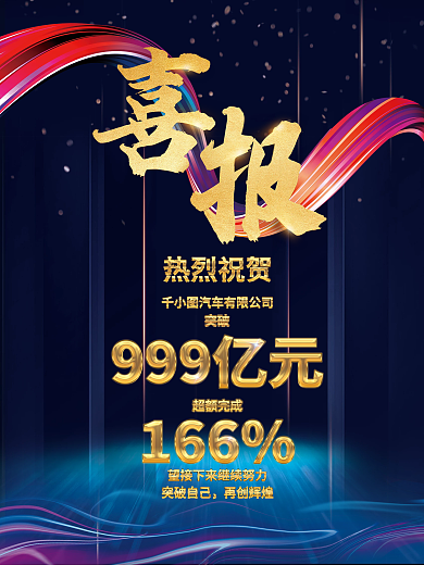 简约大气风汽车销售战果海报