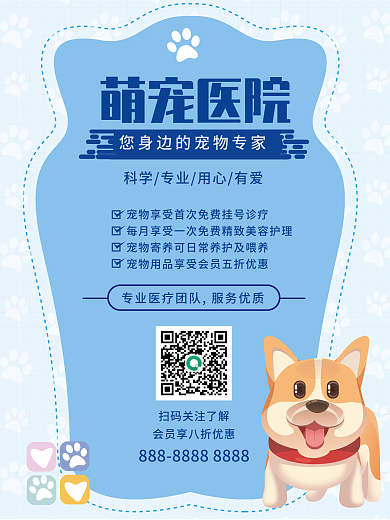 宠物医院海报开业会员海报萌宠猫咪