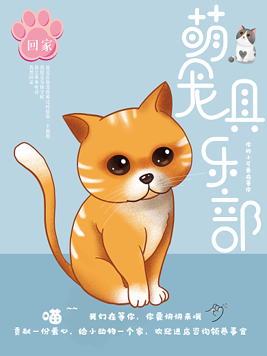 宠物领养手绘海报