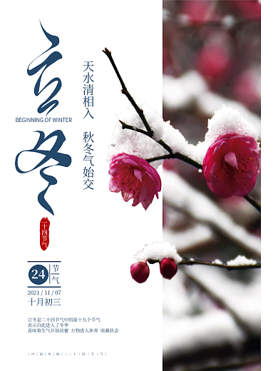 ai矢量白色文艺意简洁大气立冬海报