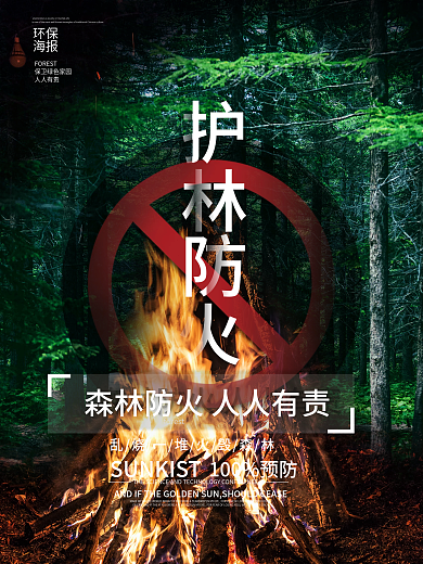 绿色实景森林防火人人有责森林消防宣传海报