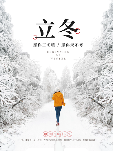 简约二十四节气立冬节日宣传海报
