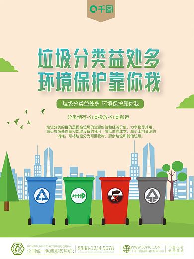垃圾分类保护环境创文明城市公益海报