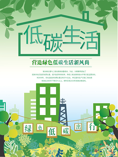 碳中和低碳生活绿色健康宣传海报