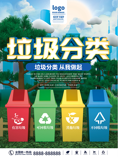 c4d垃圾分类宣传海报