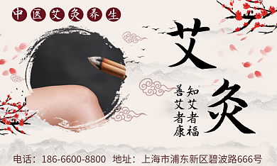 国潮简约创意中医艾灸养生名片