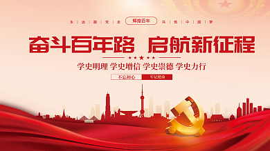 党建风建党百年党史中国梦不忘初心党政展板