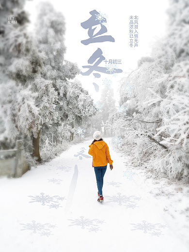 中国传统二十四节气之立冬简约摄影宣传海报