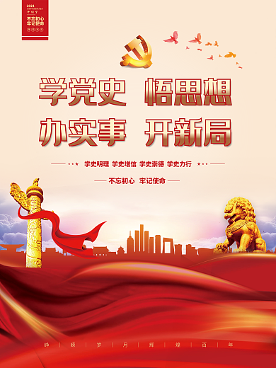 党建风建党百年党史中国梦不忘初心党政海报