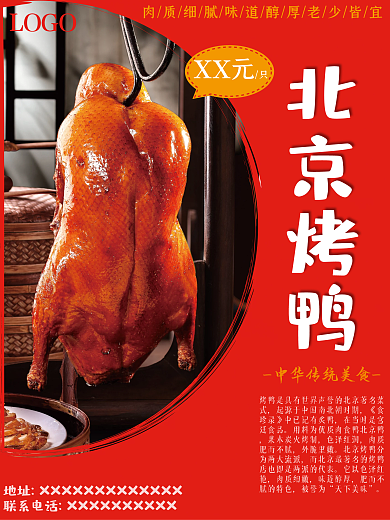 北京烤鸭美食海报