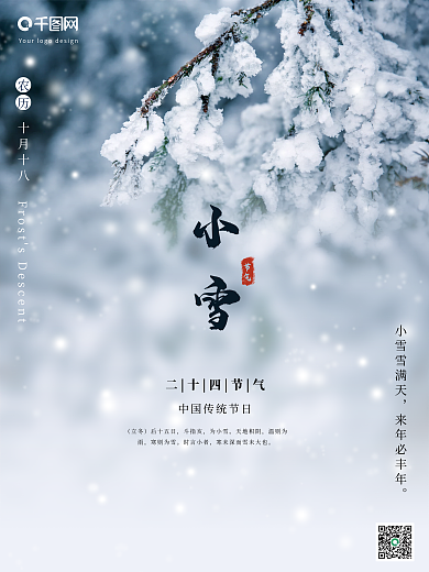 简约风格小雪二十四节气海报