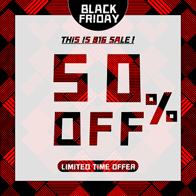 黑五跨境大促黑红扁平风主图（英文）