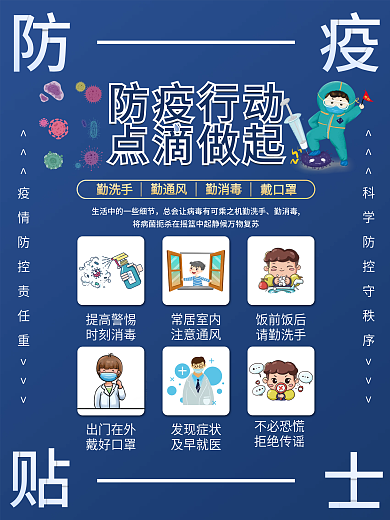 新冠病毒疫情防控指南展板海报防疫
