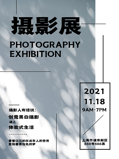 简约光影线条摄影展海报