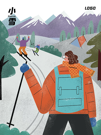 原创手绘小雪节日海报