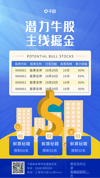 科技感金融证券潜力股产品宣传手机海报